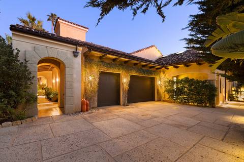 Entry and garage at twilight